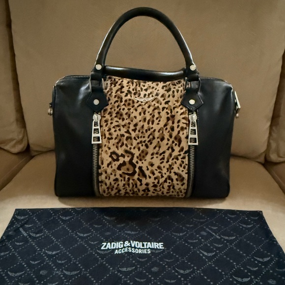 Zadig & Voltaire Black and Leopard Satchel - Picture 10 of 16